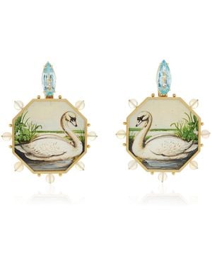 Silvia Furmanovich Swan 18K Painting Earrings - Multicolour