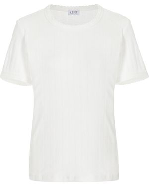Leset Pointelle-knit Cotton T-shirt - White