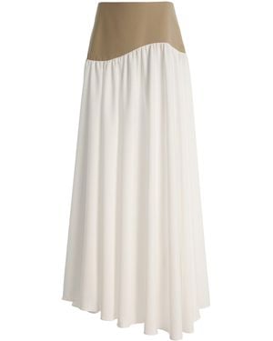 Sloan Exclusive Long Wave Stretch-Crepe Skirt - White