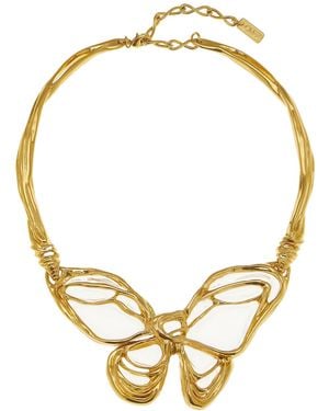 Chloé Butterfly Resin And Brass Necklace - Metallic