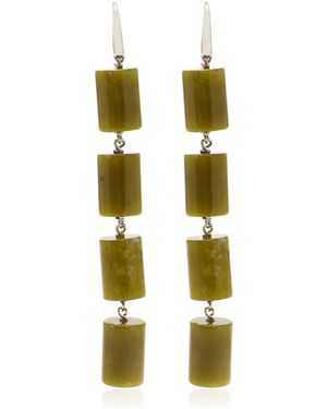 Le Sundial Edith Sterling Jade Earrings - Green
