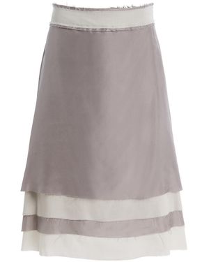 Mel Usine Fougere Silk Tiered Peasant Skirt - Grey