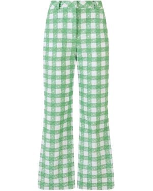 Rosie Assoulin Easy Does It Embroidered Gingham Trousers - Green