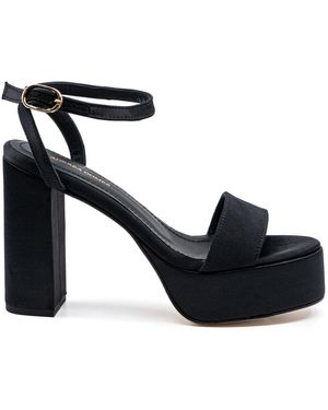 Andrea Gomez Becka Satin Platform Sandals - Black
