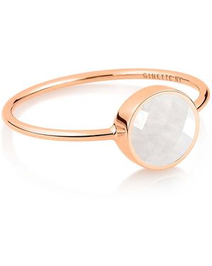 Ginette NY Mini Pixie Ever Moonstone Disc Ring - White