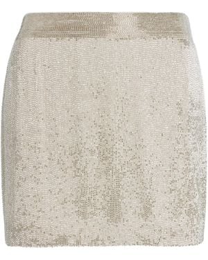 Twp Minnie Beaded Silk Mini Skirt - White