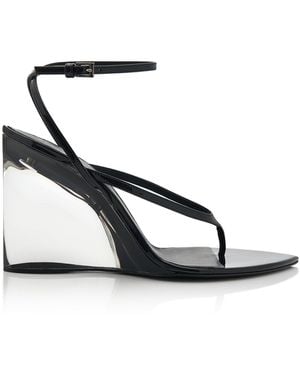 Alaïa Invisible Patent Leather Thong Sandals - Black