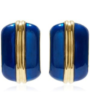 Mega Exclusive Road Divided Enamelled 14K Vermeil Earrings - Blue