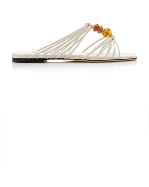 Jimmy Choo Lova Beaded Leather Sandals - White