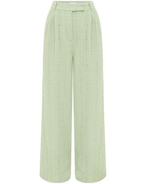 LEO LIN Elisha Tweed Wide-Leg Trousers - Green