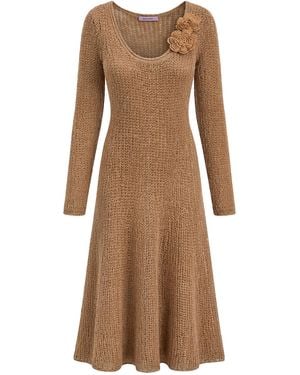 MACCAPANI Winter Lace Wool Midi Dress - Natural