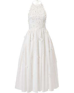 Carolina Herrera Embroidered Cotton Midi Halter Dress - White