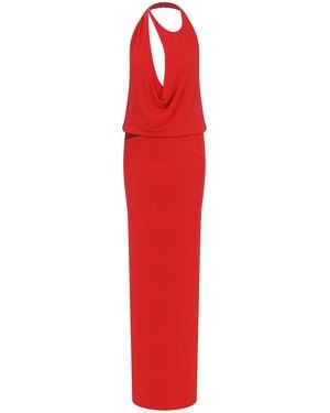 ILA THE BRAND Anya Draped Cutout Jersey Maxi Dress - Red
