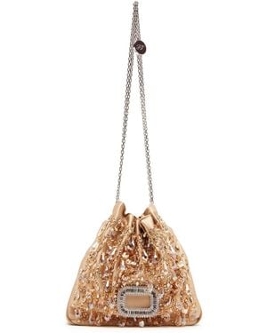 Roger Vivier Pilgrim Crystal-Embellished Satin Mini Bag - Metallic