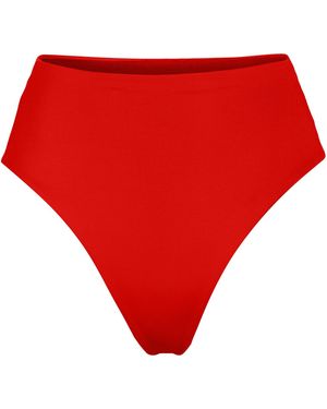 Left On Friday Hi Hi High-Waisted Cheeky Bikini Bottom - Red