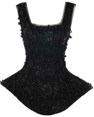 A.W.A.K.E. MODE Ballerina Embellished Silk-Blend Top - Black