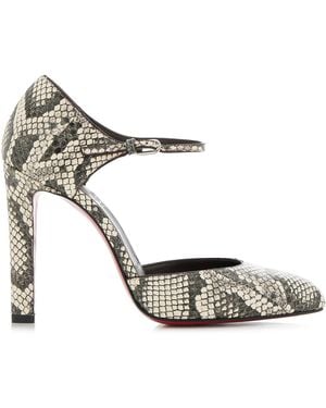 Christian Louboutin Fanny Demie 100Mm Snake-Effect Leather Court Shoes - Metallic