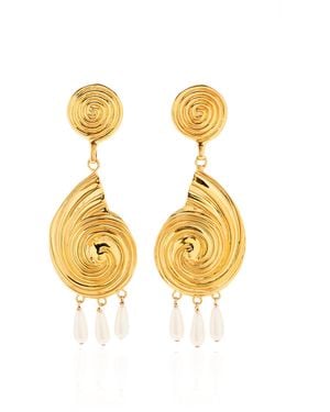 Juju Vera Exclusive Riviera Eliza 14k Gold Vermeil Pearl Earrings - Metallic