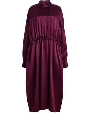 Kate Hundley Kimono Sleeve Silk Midi Dress - Purple