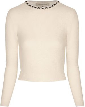 ANDRES OTALORA Muy Leve Knitted Embroidered Jumper - Natural