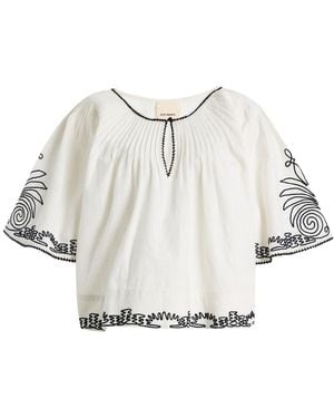 ILIO NEMA Calliope Dori-Embroidered Cotton Top - White