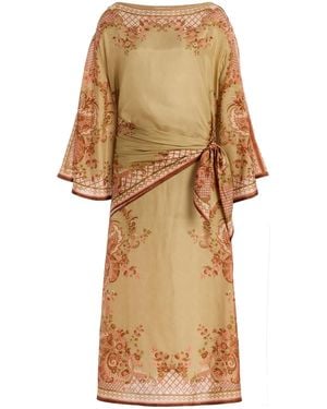 Zimmermann Aster Scarf-Detailed Silk Midi Dress - Natural