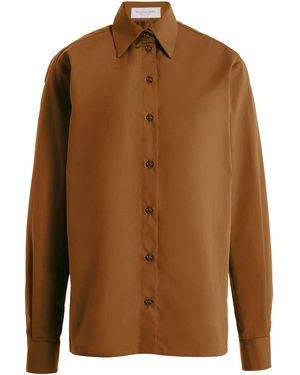 Michael Kors Katia Button-Down Cotton Shirt - Brown
