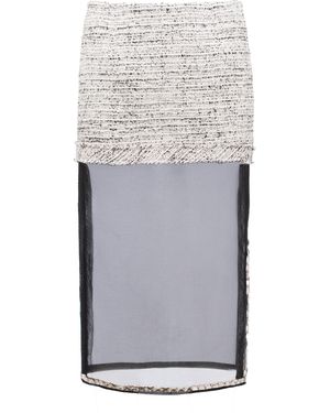 DES_PHEMMES Layered Cotton-Blend Midi Skirt - Grey