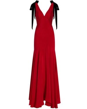 Rodarte Exclusive Bow-detailed Silk Crepe Maxi Dress - Red