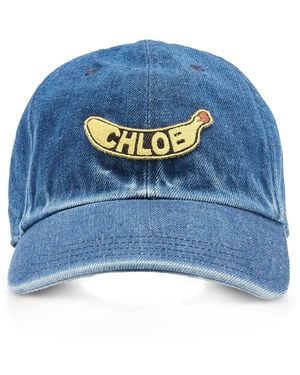 Chloé Smile Denim Baseball Cap - Blue