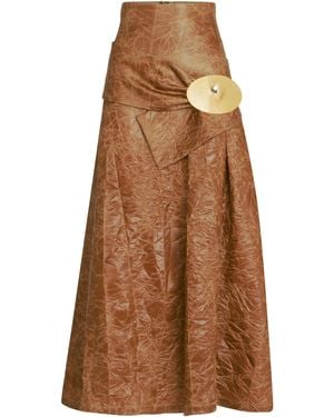 Silvia Tcherassi Olga Creased-Effect Maxi Skirt - Brown