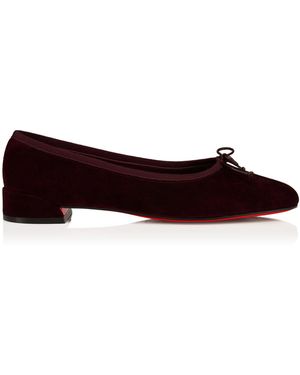 Christian Louboutin Sweetie Jane Velvet Leather Flats - Brown
