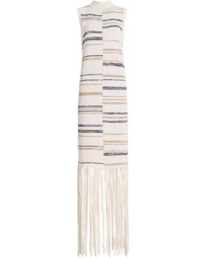 Twp Fringed Maxi Dress - White