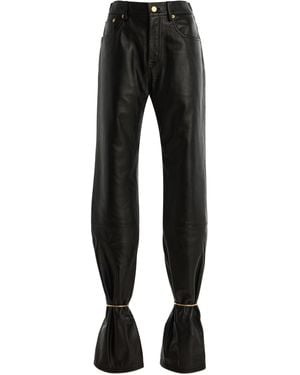 DARKPARK Marion Cuffed Plonge-Leather Straight-Leg Pants - Black