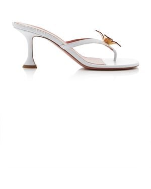 AMINA MUADDI Vittoria Thong Leather Slippers - White