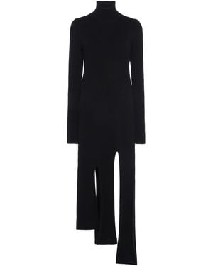Bottega Veneta Turtleneck Ribbed Knit Mini Dress - Black