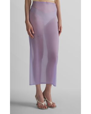 Mugler Mid-Rise Stretch-Organza Maxi Skirt - Purple