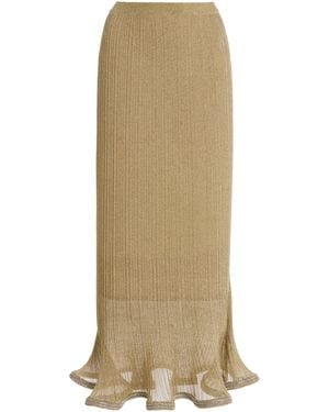 Jonathan Simkhai Brighton Metallic Plisse Midi Skirt - Natural