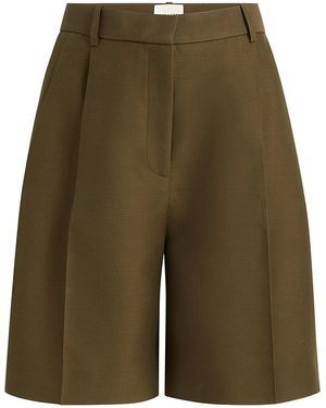 KHAITE Auggie Wool-Silk Knee-Length Shorts - Green
