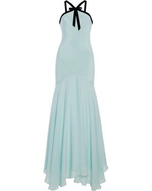 Rodarte Bow-Detailed Silk Crepe And Georgette Halter Dress - Blue