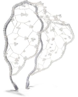 Emm Kuo Crystal-Embellished Satin Headband - White