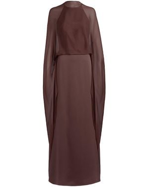 Silvia Tcherassi Kalina Silk-Blend Cape Maxi Dress - Brown