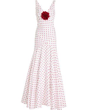 Rodarte Polka-Dot Silk-Twill Maxi Dress - Pink