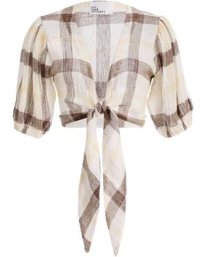 Lisa Marie Fernandez Exclusive Pouf Linen-blend Gauze Top - Natural