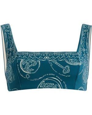 ALÉMAIS Lucky Square-Neck Bikini Top - Blue