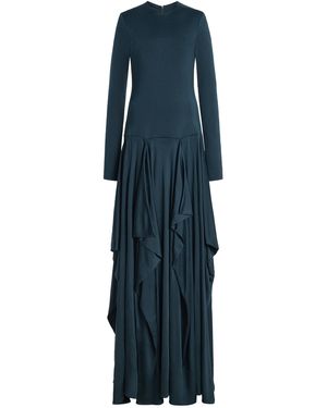Kallmeyer Vera Cascade Liquid Jersey Maxi Dress - Blue