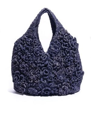 Emm Kuo Pampelonne Raffia Tote Bag - Blue