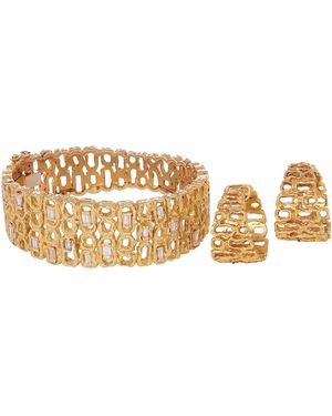 Mahnaz Collection 18K A 1960S Demi-Parure Comprised Of Earrings And Matching Bracelet - Metallic