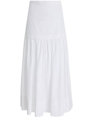 House of Dagmar Drop-Waist Cotton Maxi Skirt - White