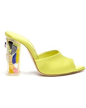 Paul Andrew Murano Satin Mule Sandals - Yellow
